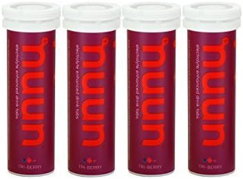 Nuun Active Hydration, Electrolyte Enhanced Drink Tablets, Tri-Berry (4 Tubes/12 Tabs Per Tube) by Nuun Active Hydration