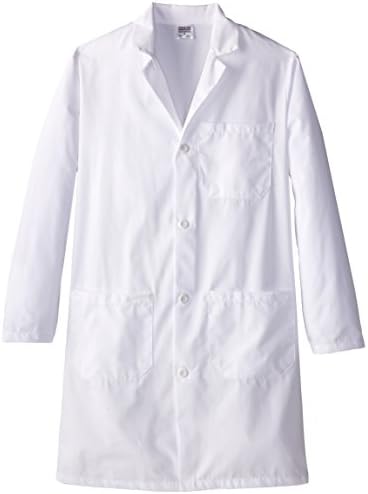 432XS Polyester/Cotton Men's Consultation Lab Coat with Button Front, 39" Length, X-Small, White