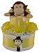 Yellow Monkey 2 Tier Diaper Cake w/ Pampers Swaddlers, Small Lovie Blanket & Wrist Rattle, and Precious Cargo Baby Apparel and Accessories