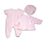 Absorba - Newborn Girls 3 Piece Footed Pant Set, Pink