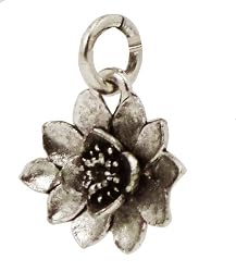 Beaucoup Designs Silver Over Pewter 3D Lotus Flower Charm