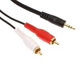 6' iPod Compatible 3.5mm Stereo to 2 RCA Cable (Black)