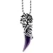 INBLUE Dragon Wolf Tooth Pendant for Men Women Stainless Steel Cool Necklaces Simulate Crystal Gemstone Boyfriend Gifts Jewelry With 23 Inches Chain (Wolf, Purple)