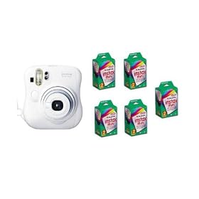 Click here to buy Fuji Instax Mini 25 Instant Camera plus 5 twin packs of film (100 images) by Fuji.