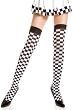 Fancy Checkered Opaque Thigh High Stockings