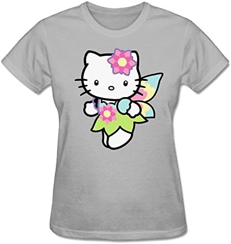 QANG Women's Hello Kitty Cotton Stylish T Shirts light grey M