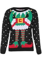 Forever Womens Celebrity Inspired Elf Print Knitted Christmas Jumpers