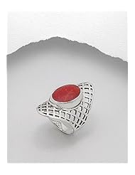 Red Resin Reconstructed stones Ring In 92.5 Sterling Silver
