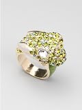 GUESS Green Enamel Frog Ring - Size 7, GOLD (7)
