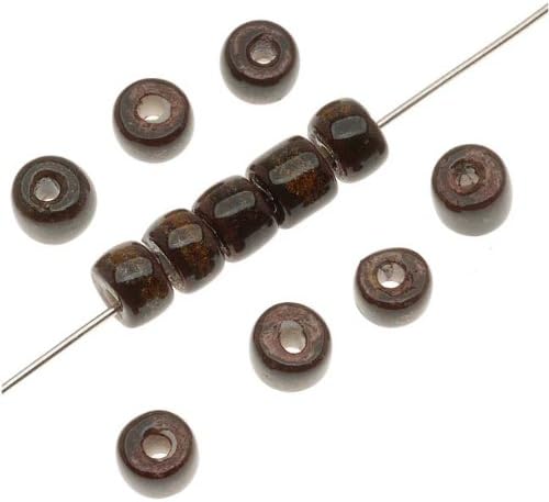Clay River Designs Porcelain Beads, 5x6mm Glazed Short Tube, 12 Pieces, Copper Aventurine