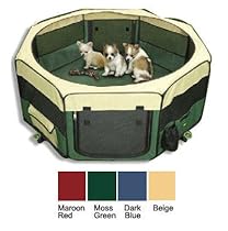 Hot Sale Large Portable Soft Pet Soft Side Play Pen or Kennel for Dog, Cat, or other small pets. Great for Indoor and Outdoor (Beige)