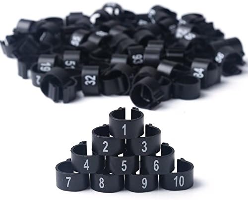 New 1-100 Numbered Poultry Leg Bands Bird Pigeon Parrot Chicks Rings 100pcs (Black)