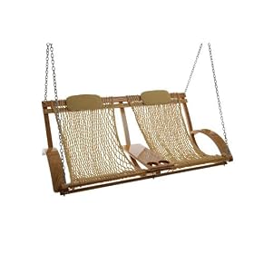 Deluxe Bent Oak Porch Swing Rollup - Tan by 