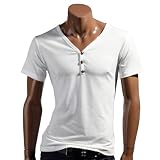 41RIzPhdqjL. SL160  casual shirts|Doublju Mens Casual Y neck T shirts Tee WHITE(DT08)