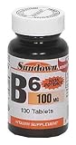 Sundown Vitamin B6, High Potency, 100 mg, Tablets, 100 tablets (Pack of 4)