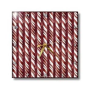 Red and White Candy Cane Stripes - 10x10 Wall Clock