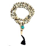 Premium Quality White Tibetan 8mm Yak Bone Medicine Beads Prayer Beads, Tibetan Mala, Yak Bone Necklace