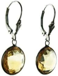 O&G Australia Natural Citrine Earrings, Set in 925 Sterling Silver & Plated with Rhodium.