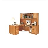 Kathy Ireland Home by Martin Furniture Contemporary L-Shape Wood Home Office Set in Oak