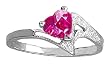 .925 Sterling Silver Promise Ring with Genuine Heart Pink Topaz