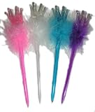 36 Assorted Princess Crown Tiara Feather Pens: Pink Purple Aqua White Party Favor