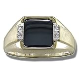 .01 CT 10MM SQUARE ONYX MENS GOLD RING