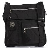 Bag Street Umhängetasche Bodybag schwarz + LECONI Leder Schlüßeltasche