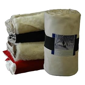 Hammaka Frazada Micro-suede Long Faux-Fur Blanket, Bone by Hammaka