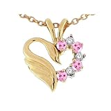 0.22 cttw Genuine Heart Shaped Swan Pink Tourmaline Pendant - 14kt White or Yellow Gold