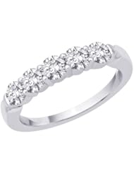 5 Stone Classic Diamond Ring in 14K White Gold (1 ct., G-H Color, I1-I2 Clarity)
