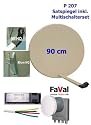 P207 Sat Spiegel HQ 90 Stahl beige inkl. Multischalterset