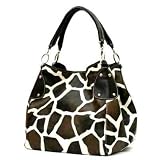 XL Brown Giraffe Designer Inspired Animal Print Handbag Purse Bag Tote