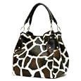 XL Brown Giraffe Designer Inspired Animal Print Handbag Purse Bag Tote