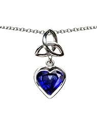 Celtic Love by Kelly Love Knot Pendant with Heart 9mm Created Sapphire in .925 Sterling Silver