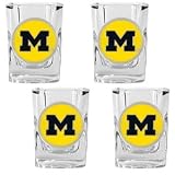 Michigan Wolverines 4pc Square Shot Glass Set NCAA College Athletics