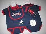 Atlanta Braves Baby Onesie, Bib, and Booties, 6-9 mos