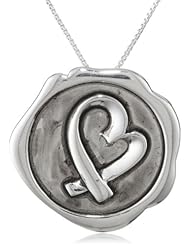 Sterling Silver "I Love You" Stamped Heart Pendant Necklace , 18"