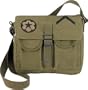 Olive Drab Military Canvas Ammo Shoulder Bag w/ Patches