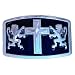 HERALDIC LIONS W/CROSS BLACK ENAMEL BELT BUCKLE