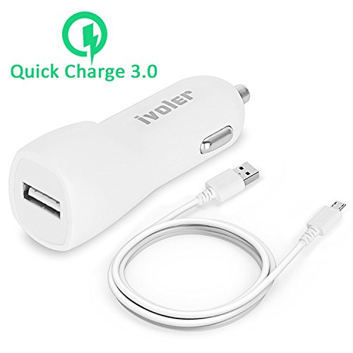 [Quick Charge 3.0] Samsung Galaxy S7/Edge/S6/Edge/Plus Adaptive Fast Charging 18W USB Car Charger, iVolerÂ® Fast Turbo Quick Charge Car Charger Adapter with Quick Charge 3.0 & Qsmart Technology [QC 2.0 & USB Type C Compatible] for Samsung Galaxy S7/S