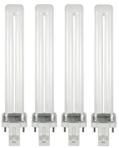 SYLVANIA 2 Pin GX-23 T4 CFL Light Bulb - SOFT WHITE 2700K - 13 Watt ~ 4 PACK