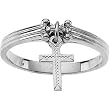 14K White Gold Dangle Cross Ring