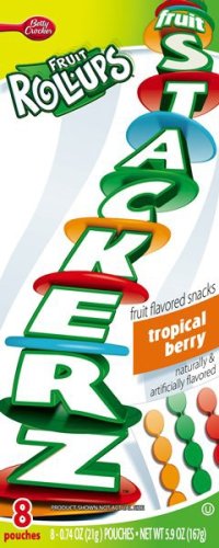 41RJN2kxZ4L Fruit Roll Ups Fruit Flavored Snacks, Stickerz Tropical Berry Flavor, 8 Count Pouches (Pack of 12)