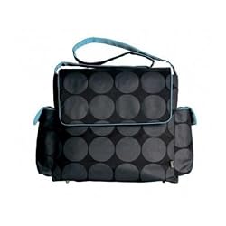 Charcoal Dot Messenger Diaper Bag in Blue