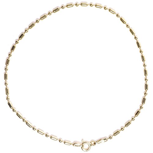18kt Gold Over Sterling Silver 2mm Alternating Shotbead Anklet 9in