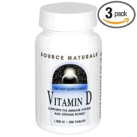 Source Naturals Vitamin D3, 1000 IU, Tablets, 200 tablets (Pack of 3)