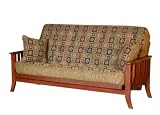 Solid Futon Bed Frame with Mattress in Cohiba Finish