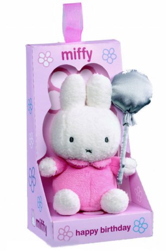 Childrens Toyshop  Toys : Pink Miffy Holding a Satin Balloon 14cm with Happy Birthday Message