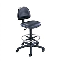 Precision Extended Height Swivel Stool with Adjustable Footrest - Black