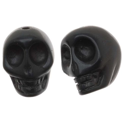 Black Jasper Gemstone Beads Carved Skulls 14x18mm (10)